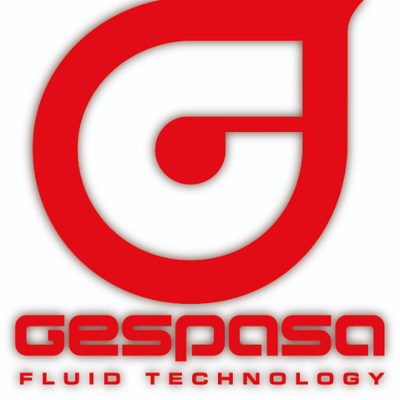 Red circular abstract logo above the word GESAPSA in bold red letters, with FLUID TECHNOLOGY in smaller red capital letters below on a white background.