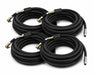 Four coiled black rubber hoses with metallic connectors from the Sherpa 4x4 ‘BIG V4’ Quad-Air Bundle (400 L/min) 4-Tyre Inflation System, designed for use with a portable compressor or 4WD air compressor, are arranged in a square pattern on a white background.