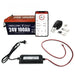 The Trolltek™ 24V LiFePO4 Lithium Battery AC Bundle by FREE SHIPPING includes the battery with Bluetooth, a monitoring app on a smartphone, charger and cables, mounting brackets, screws, and a black strap arranged on a white background.