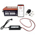 The Trolltek™ 36V LiFePO4 Lithium Battery AC Bundle by FREE SHIPPING includes the battery, a Bluetooth monitoring app shown on a smartphone, black charging adapter with cable, battery straps, and metal mounting hardware on a white background.