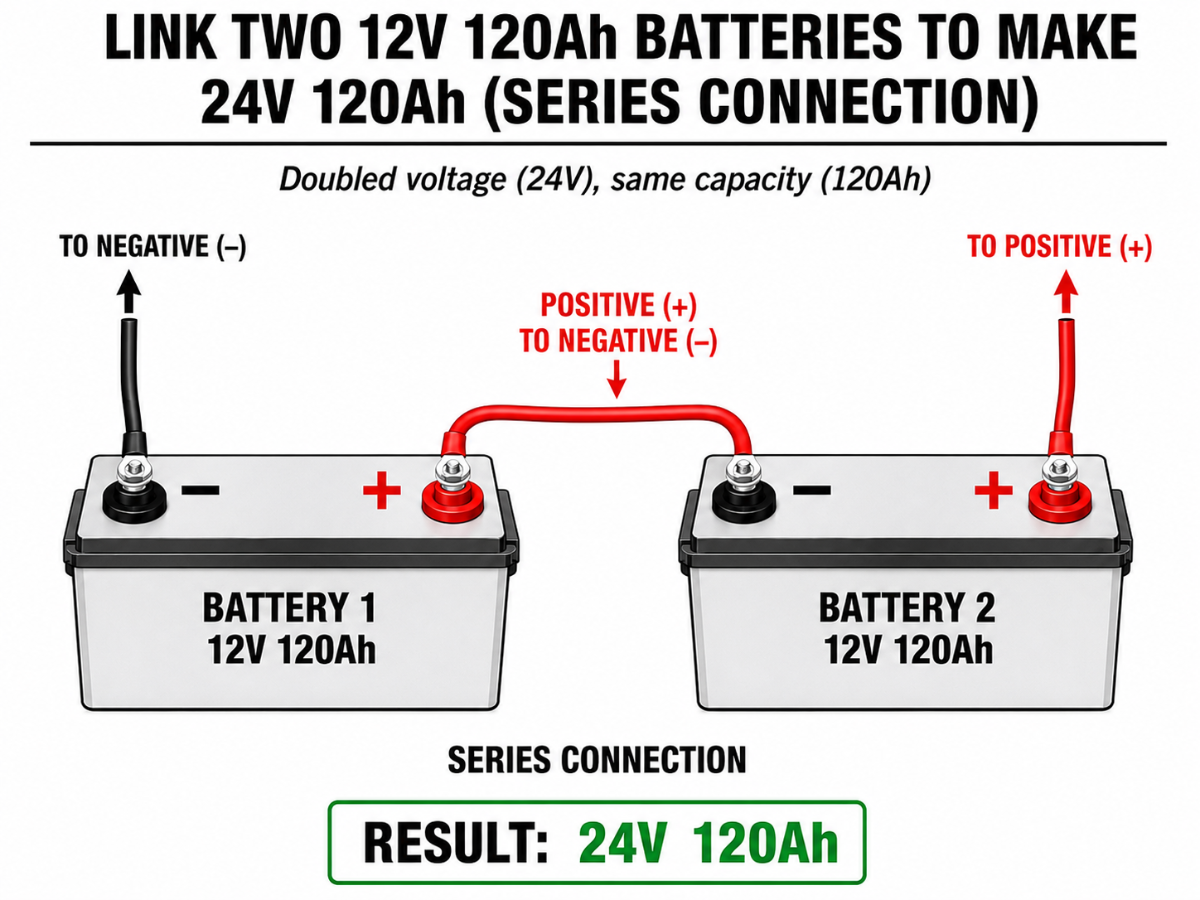 Trolltek™ Battery Linking Cables - 1/0 AWG / 50 mm² x 300mm with M8 Ring Terminals