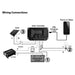 Diagram of wiring connections for a solar power system with a solar panel, FREE SHIPPING Enerdrive PWM 30A Solar Charge Controller (12/24V), battery bank (with protection), inverter, breaker, fuse, USB cable, phone/tablet, and light bulb; components labeled 1–3.