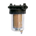 The Gespasa Box Diesel Treatment System by Gespasa is a cylindrical fuel filter with a transparent housing, yellow mesh cartridge, and black plastic top with threaded fittings and mounting points for effective diesel filtration and contamination prevention.