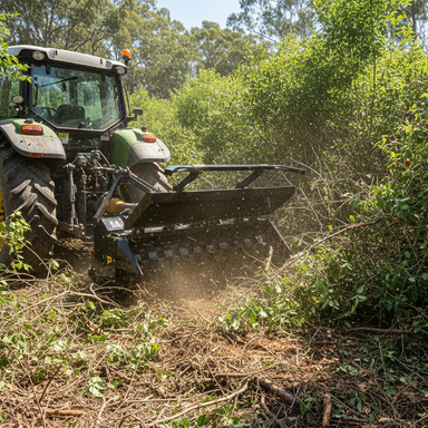 The Paddock Tractor PTO Forestry Mulcher by Paddock makes forest brush clearing quick and effective, delivering efficient performance when used with a compatible tractor.