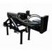 The Paddock Tractor 3pt Mount Log Splitter by Paddock features sturdy metal legs, hydraulic cylinder, and hoses for heavy-duty wood splitting. Shown in black on a plain white background.