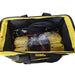 The Sherpa 4x4 'BIG V4' Air Compressor (400 L/min) & Digital Tyre Deflator Bundle includes two yellow compressors, black hoses, accessories for tyre inflation, all in a black and yellow bag.