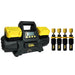 The Sherpa 4x4 'BIG V4' Air Compressor (400 L/min) & Digital Tyre Deflator Bundle—a heavy-duty, portable black and yellow unit with handle and four pressure adapters—ideal for fast 4WD tyre inflation.
