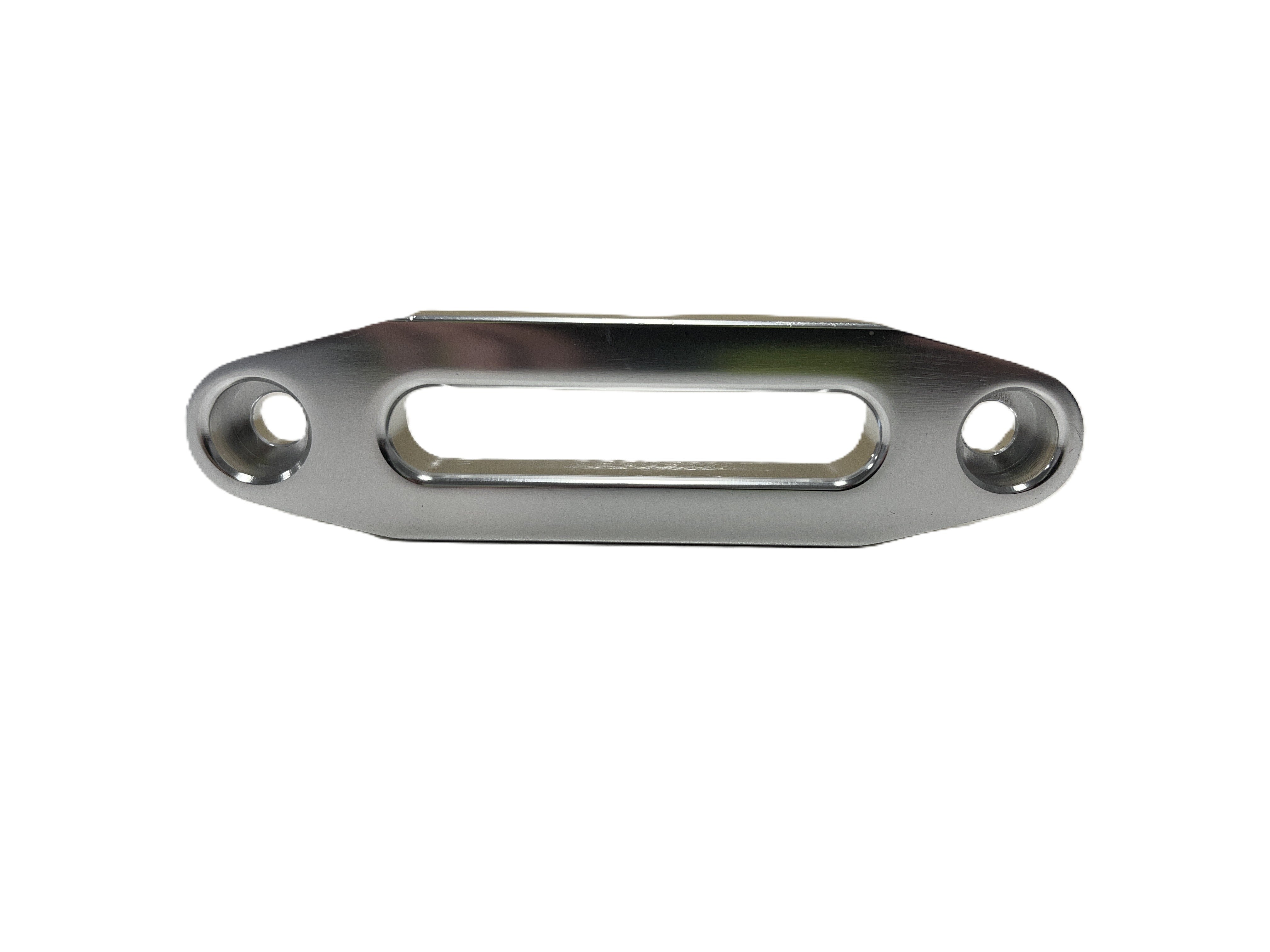 The Sherpa 4x4 Premium Black Winch Hawse is an aluminium fairlead with two mounting holes and a central rectangular slot, compatible with rope or synthetic winches. Brand: Sherpa 4x4.