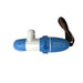 A Scintex Horizontal Bilge Pump 70 LPM Automatic Level Sensing in blue and white, with an attached electrical cord and threaded pipe outlet, is displayed on a white background.