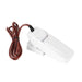The Scintex Float Switch for Bilge Pumps is a white plastic switch with a long brown cord, featuring a design similar to those used for sewing machines or electronic devices.