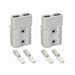 Pair of Sherpa 4x4 Anderson Plug 175A connectors in gray, each with ribbed sides, displayed upright alongside two included terminals on a white background—perfect for high-current battery connections or as replacement Sherpa 4x4 Anderson Plugs.