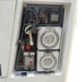 Close-up of the Paddock Diesel Inverter 5kW Generator control panel featuring switches, keys, two covered 15A outlets, volt meter display, indicator lights, and a 50 Hz label—perfect for emergency backup.