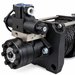 A close-up of a Sherpa 4x4 Hydraulic Winch showing the heavy-duty motor, control block, and a spool of steel cable.
