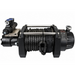 Black Sherpa 4x4 Hydraulic Winch featuring a coiled rope drum and a solenoid control box.