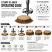 A detailed diagram demonstrates how to use the Paddock 350mm (14″) Stump Planer Attachment with clear visuals and step-by-step instructions, covering attachment positioning, setting planing depth, cutting technique, working inward from the outside of the stump, and essential safety tips. The guide also provides a recommended cut pattern and key safety reminders from Paddock, making this heavy-duty attachment ideal for stump removal projects using mini loaders.
