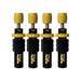 Four Sherpa 4x4 Tyre Deflators—black and gold, each showing "PSI" and 15–30 range—are lined up on a white background, offering fast, accurate air-down for any off-road trip. Set of four by Sherpa 4x4.