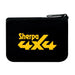 A compact black zippered pouch with bold yellow "Sherpa 4x4" branding, ideal for storing your Sherpa 4x4 Tyre Deflators – 4pk for quick tyre deflation on off-road trips.