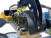 Close-up of Paddock Mini Loader Trailer Power Head Mount & 3x Auger Holder, featuring durable black metal parts—perfect for secure transport on Australian-made trailers.