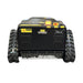 The Paddock Remote Controlled Mower 3kW Electric - 585mm is a black, tracked machine with rugged treads, warning labels, emergency stop and control buttons, viewed from the front against a white background.
