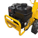 A yellow Paddock™ Walk Behind Rear Tine Tiller with a black Briggs & Stratton engine and a front bumper.
