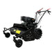 The Paddock Walk Behind Flail Mower 12HP - 900mm by Paddock is a heavy-duty, black gas-powered mower with large rear wheels, dual front casters, top-mounted engine, and handlebar controls for vegetation control, shown on a white background.
