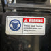 Warning sign with ear protection icon and text: WARNING: Always wear hearing protection when operating the Paddock Walk Behind Trencher with Guide Wheel by Paddock.