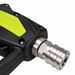 Close-up of a Paddock™ 5000 PSI Brass Jetting Trigger Gun, featuring a black high-pressure design with a metallic nozzle and a yellow safety warning label.