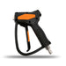 The Paddock™ 5000 PSI Brass Jetting Trigger Gun by Paddock features a black and orange design with a trigger handle and a robust metal nozzle attachment, suitable for pressures up to 5,000 PSI. It is displayed on a white background with a subtle shadow beneath it.