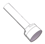Simple illustration shows a white flashlight with a gray-purple lens, viewed from an angle—its shape subtly mirroring the cutting teeth design of the Scintex Commercial Stump Grinder Cutting Teeth 8 Pce Set.