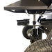 Close-up of a Paddock Seed & Fertiliser Spreader (Heavy Duty) showing the hopper, spreading disc, and pneumatic tires.