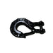 The Sherpa 4x4 Winch Hook by Sherpa 4x4 is a heavy-duty black metal hook with a safety latch, featuring forged steel construction, shown isolated on a white background.