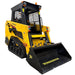 A yellow and black Paddock Tracked Cabin Loader Pro (Ex Demo) with a 40hp Perkins turbo diesel engine is shown with front bucket, rubber tracks, safety cage, and Paddock branding on the bucket and side, set against a white background.