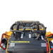 Close-up of the controls on a PADDOCK™ Tracked Mini Loader Elite, featuring twin levers, a display screen, multiple buttons, and safety labels—hallmark elements of advanced construction machines powered by a 58hp Yanmar 4-cylinder Turbo Diesel engine. Both the PADDOCK brand and paddockmachinery.com are visible against a white background.