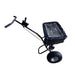 The Paddock Fertiliser & Seed Spreader by Paddock is a black walk-behind push cart with a large front wheel, handlebar, and deep bin with protective cover, displayed on a white background.