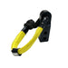 The Sherpa 4x4 Recovery Hitch & Soft Shackle Bundle by Sherpa 4x4 includes a yellow synthetic rope shackle with black braided loop and metal attachment block—ideal for 4x4 recovery, shown isolated on a white background.