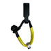 The Sherpa 4x4 Recovery Hitch & Soft Shackle Bundle features a synthetic rope shackle with yellow protective sleeves and a black plastic handle, making it an ideal 4x4 recovery accessory by Sherpa 4x4, shown on a white background.