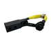 The Sherpa 4x4 Recovery Hitch & Soft Shackle Bundle by Sherpa 4x4 features a heavy-duty yellow synthetic rope and black hitch with two holes, ideal for vehicle towing or recovery—an essential 4x4 accessory, shown on a white background.
