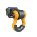 Sherpa 4x4 Recovery Shackle 4.7T (2pce set) by Sherpa 4x4, in yellow and black with textured grip, attached to a hitch mount; ideal for 4x4 off-road recovery, shown isolated on a white background.