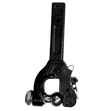 Sherpa 4x4 Forged Pintle Hook & 50mm Towball with Receiver Arm featuring a black forged towing receiver arm, a heavy-duty pintle hook, and a 50mm chrome tow ball.