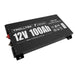 A black rectangular lithium battery labeled Trolltek™ 12V LiFePO4 Lithium Slimline Battery 4WD Bundle – Charge While Driving (DC), featuring terminal connectors on one end and detailed specifications printed on the surface—perfect as a slimline battery upgrade for your 4WD or as a dependable 12V LiFePO4 lithium solution when paired with a DC/DC charger with MPPT solar regulator, all from Trolltek.
