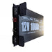 A rectangular Trolltek™ 12V LiFePO4 Super Slimline Lithium Battery with Bluetooth app, featuring two black end covers open to show the connection terminals. The black case is adorned with white text and icons, making it an ideal choice from Trolltek as a reliable marine battery for demanding environments.