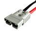 A close-up of a Trolltek™ Extension Cable featuring a gray, 50A Anderson Powerpole connector with attached red and black 8AWG wires on a white background, ideal for dual battery systems or as part of heavy-duty Anderson battery connector cables.