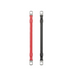 Two Trolltek™ Battery Linking Cables—1/0 AWG (50 mm²) and 300mm long, each fitted with M8 ring terminals—one red and one black, laid parallel on a white background. Ideal for connecting batteries in 12V, 24V, or 36V systems.