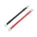 Two Trolltek™ Battery Linking Cables—one black and one red—featuring 1/0 AWG (50 mm²) wire and 300mm length with M8 metal ring terminals, are placed parallel to each other on a white background. These heavy-duty cables by Trolltek are ideal for linking batteries in 12V, 24V, or 36V battery systems.