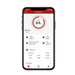 Using the provided product data, here is the rewritten sentence: A smartphone displays the Trolltek™ 12V LiFePO4 Super Slimline Lithium Battery's status via the Trolltek Bluetooth app, showing 84% charge, standby mode, a voltage of 13.32V, capacity at 92.51Ah, zero current draw, and temperature readings in both Fahrenheit and Celsius.
