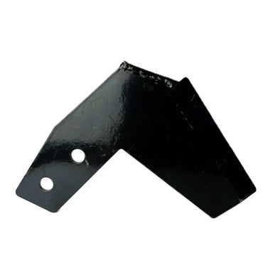 A black, metal angular bracket with two circular holes, designed for use with Scintex Turf Cutter Blades, shown on a white background.