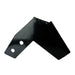 A black, metal angular bracket with two circular holes, designed for use with Scintex Turf Cutter Blades, shown on a white background.