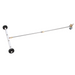 The Paddock™ Underbody Cleaning Wand 500mm (20″) by Paddock is a metal spray wand featuring two black wheels on one end and a brass nozzle with a small wheel on the other. Designed for even spraying across flat surfaces, this pressure washer attachment is ideal for cleaning vehicle undercarriages, ensuring thorough removal of dirt and grime from hard-to-reach areas beneath your car.