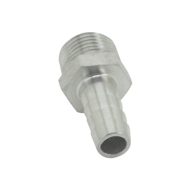 The Scintex Australia NPT Hose Tails are 316 Stainless Steel hose barb fittings with a male thread and ridged nozzle, ideal for connecting flexible tubing or hoses.